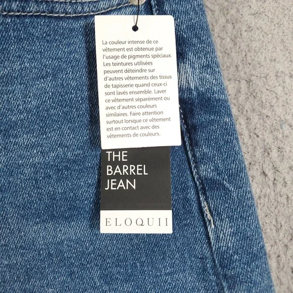 New Eloquii The Barrel Jean Womens 20 Blue Wash High Rise Stretch Comfort Denim - Picture 3 of 13